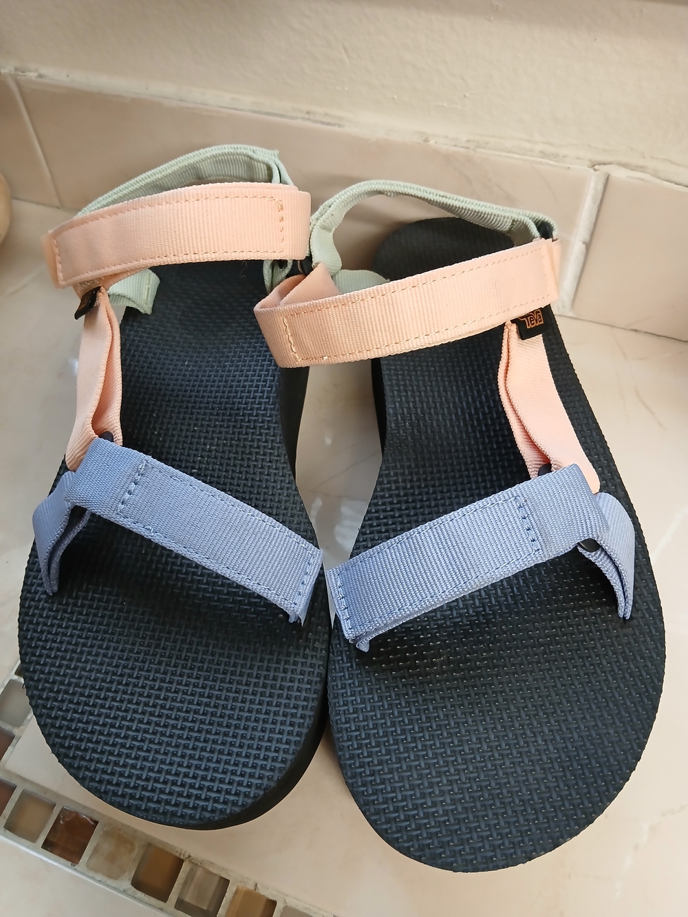 Teva Women's Pink & Light Blue Strap Sandals